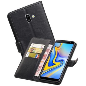 BAOHU Zakelijke Book Case Telefoonhoesje Geschikt voor de Samsung Galaxy J6 Plus - Portemonnee Hoesje - Pasjeshouder Wallet Case - Zwart