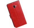 BAOHU Zakelijke Book Case Telefoonhoesje Geschikt voor de Samsung Galaxy J6 Plus - Portemonnee Hoesje - Pasjeshouder Wallet Case - Rood