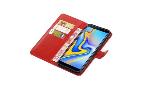 Zakelijke Bookstyle Hoesje voor Samsung Galaxy J6 Plus Rood