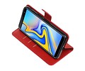BAOHU Zakelijke Book Case Telefoonhoesje Geschikt voor de Samsung Galaxy J6 Plus - Portemonnee Hoesje - Pasjeshouder Wallet Case - Rood