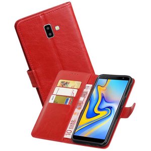 Zakelijke Bookstyle Hoesje voor Samsung Galaxy J6 Plus Rood