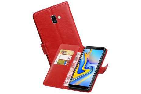 Zakelijke Bookstyle Hoesje voor Samsung Galaxy J6 Plus Rood