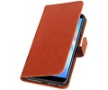 BAOHU Zakelijke Book Case Telefoonhoesje Geschikt voor de Samsung Galaxy J6 Plus - Portemonnee Hoesje - Pasjeshouder Wallet Case - Bruin