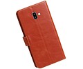 BAOHU Zakelijke Book Case Telefoonhoesje Geschikt voor de Samsung Galaxy J6 Plus - Portemonnee Hoesje - Pasjeshouder Wallet Case - Bruin