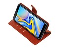 BAOHU Zakelijke Book Case Telefoonhoesje Geschikt voor de Samsung Galaxy J6 Plus - Portemonnee Hoesje - Pasjeshouder Wallet Case - Bruin