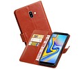 BAOHU Zakelijke Book Case Telefoonhoesje Geschikt voor de Samsung Galaxy J6 Plus - Portemonnee Hoesje - Pasjeshouder Wallet Case - Bruin