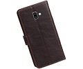 BAOHU Zakelijke Book Case Telefoonhoesje Geschikt voor de Samsung Galaxy J6 Plus - Portemonnee Hoesje - Pasjeshouder Wallet Case - Mocca