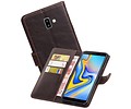 BAOHU Zakelijke Book Case Telefoonhoesje Geschikt voor de Samsung Galaxy J6 Plus - Portemonnee Hoesje - Pasjeshouder Wallet Case - Mocca