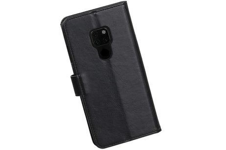 BAOHU Zakelijke Book Case Telefoonhoesje Geschikt voor de Huawei Mate 20 - Portemonnee Hoesje - Pasjeshouder Wallet Case - Zwart