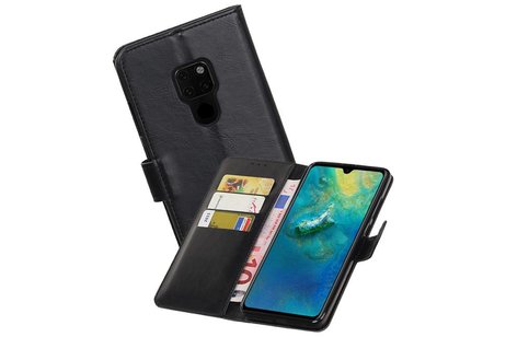 BAOHU Zakelijke Book Case Telefoonhoesje Geschikt voor de Huawei Mate 20 - Portemonnee Hoesje - Pasjeshouder Wallet Case - Zwart