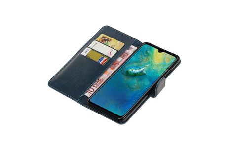 BAOHU Zakelijke Book Case Telefoonhoesje Geschikt voor de Huawei Mate 20 - Portemonnee Hoesje - Pasjeshouder Wallet Case - Blauw