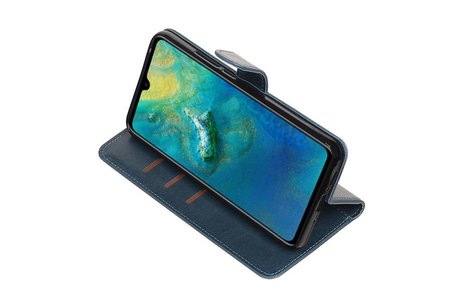 BAOHU Zakelijke Book Case Telefoonhoesje Geschikt voor de Huawei Mate 20 - Portemonnee Hoesje - Pasjeshouder Wallet Case - Blauw