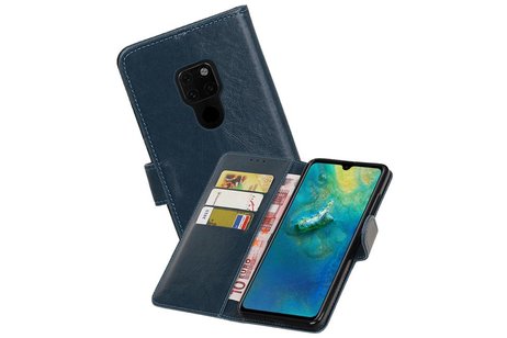 BAOHU Zakelijke Book Case Telefoonhoesje Geschikt voor de Huawei Mate 20 - Portemonnee Hoesje - Pasjeshouder Wallet Case - Blauw