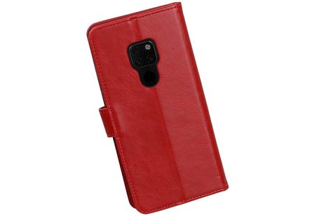 BAOHU Zakelijke Book Case Telefoonhoesje Geschikt voor de Huawei Mate 20 - Portemonnee Hoesje - Pasjeshouder Wallet Case - Rood