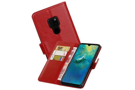 BAOHU Zakelijke Book Case Telefoonhoesje Geschikt voor de Huawei Mate 20 - Portemonnee Hoesje - Pasjeshouder Wallet Case - Rood