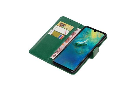 BAOHU Zakelijke Book Case Telefoonhoesje Geschikt voor de Huawei Mate 20 - Portemonnee Hoesje - Pasjeshouder Wallet Case - Groen