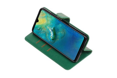 BAOHU Zakelijke Book Case Telefoonhoesje Geschikt voor de Huawei Mate 20 - Portemonnee Hoesje - Pasjeshouder Wallet Case - Groen