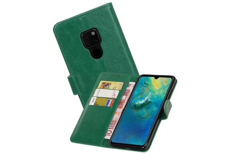 BAOHU Zakelijke Book Case Telefoonhoesje Geschikt voor de Huawei Mate 20 - Portemonnee Hoesje - Pasjeshouder Wallet Case - Groen