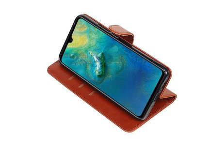 BAOHU Zakelijke Book Case Telefoonhoesje Geschikt voor de Huawei Mate 20 - Portemonnee Hoesje - Pasjeshouder Wallet Case - Bruin