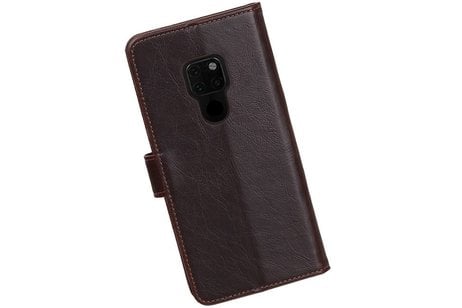 BAOHU Zakelijke Book Case Telefoonhoesje Geschikt voor de Huawei Mate 20 - Portemonnee Hoesje - Pasjeshouder Wallet Case - Mocca