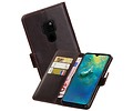 BAOHU Zakelijke Book Case Telefoonhoesje Geschikt voor de Huawei Mate 20 - Portemonnee Hoesje - Pasjeshouder Wallet Case - Mocca