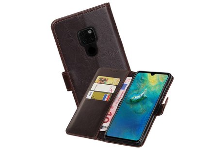 BAOHU Zakelijke Book Case Telefoonhoesje Geschikt voor de Huawei Mate 20 - Portemonnee Hoesje - Pasjeshouder Wallet Case - Mocca