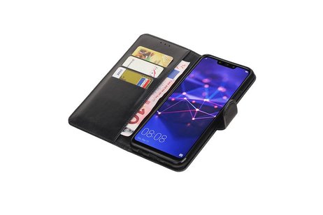 BAOHU Zakelijke Book Case Telefoonhoesje Geschikt voor de Huawei Mate 20 Lite - Portemonnee Hoesje - Pasjeshouder Wallet Case - Zwart