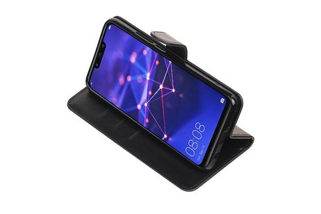 BAOHU Zakelijke Book Case Telefoonhoesje Geschikt voor de Huawei Mate 20 Lite - Portemonnee Hoesje - Pasjeshouder Wallet Case - Zwart