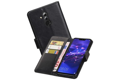 BAOHU Zakelijke Book Case Telefoonhoesje Geschikt voor de Huawei Mate 20 Lite - Portemonnee Hoesje - Pasjeshouder Wallet Case - Zwart