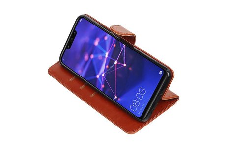 BAOHU Zakelijke Book Case Telefoonhoesje Geschikt voor de Huawei Mate 20 Lite - Portemonnee Hoesje - Pasjeshouder Wallet Case - Bruin