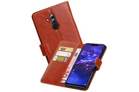 BAOHU Zakelijke Book Case Telefoonhoesje Geschikt voor de Huawei Mate 20 Lite - Portemonnee Hoesje - Pasjeshouder Wallet Case - Bruin