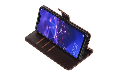 BAOHU Zakelijke Book Case Telefoonhoesje Geschikt voor de Huawei Mate 20 Lite - Portemonnee Hoesje - Pasjeshouder Wallet Case - Mocca