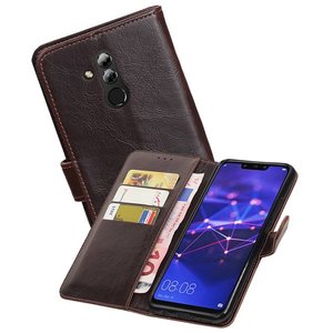 BAOHU Zakelijke Book Case Telefoonhoesje Geschikt voor de Huawei Mate 20 Lite - Portemonnee Hoesje - Pasjeshouder Wallet Case - Mocca