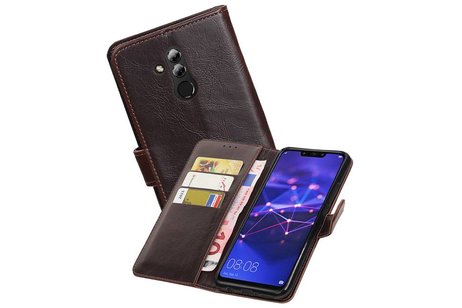 BAOHU Zakelijke Book Case Telefoonhoesje Geschikt voor de Huawei Mate 20 Lite - Portemonnee Hoesje - Pasjeshouder Wallet Case - Mocca