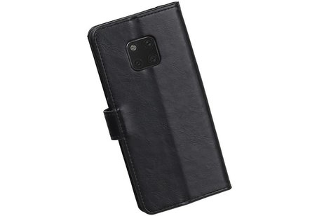 BAOHU Zakelijke Book Case Telefoonhoesje Geschikt voor de Huawei Mate 20 Pro - Portemonnee Hoesje - Pasjeshouder Wallet Case - Zwart