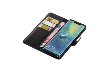 BAOHU Zakelijke Book Case Telefoonhoesje Geschikt voor de Huawei Mate 20 Pro - Portemonnee Hoesje - Pasjeshouder Wallet Case - Zwart