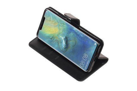 BAOHU Zakelijke Book Case Telefoonhoesje Geschikt voor de Huawei Mate 20 Pro - Portemonnee Hoesje - Pasjeshouder Wallet Case - Zwart