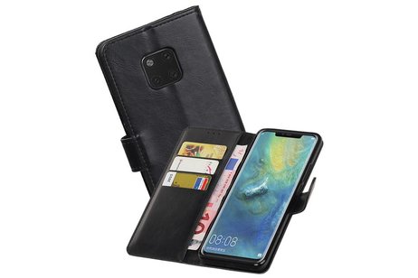 BAOHU Zakelijke Book Case Telefoonhoesje Geschikt voor de Huawei Mate 20 Pro - Portemonnee Hoesje - Pasjeshouder Wallet Case - Zwart
