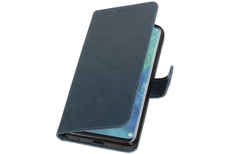 BAOHU Zakelijke Book Case Telefoonhoesje Geschikt voor de Huawei Mate 20 Pro - Portemonnee Hoesje - Pasjeshouder Wallet Case - Blauw