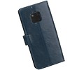 BAOHU Zakelijke Book Case Telefoonhoesje Geschikt voor de Huawei Mate 20 Pro - Portemonnee Hoesje - Pasjeshouder Wallet Case - Blauw
