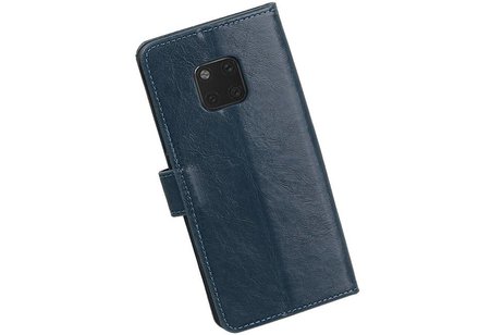 BAOHU Zakelijke Book Case Telefoonhoesje Geschikt voor de Huawei Mate 20 Pro - Portemonnee Hoesje - Pasjeshouder Wallet Case - Blauw