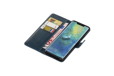 BAOHU Zakelijke Book Case Telefoonhoesje Geschikt voor de Huawei Mate 20 Pro - Portemonnee Hoesje - Pasjeshouder Wallet Case - Blauw