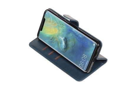 BAOHU Zakelijke Book Case Telefoonhoesje Geschikt voor de Huawei Mate 20 Pro - Portemonnee Hoesje - Pasjeshouder Wallet Case - Blauw