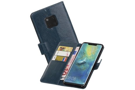 BAOHU Zakelijke Book Case Telefoonhoesje Geschikt voor de Huawei Mate 20 Pro - Portemonnee Hoesje - Pasjeshouder Wallet Case - Blauw
