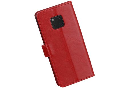 BAOHU Zakelijke Book Case Telefoonhoesje Geschikt voor de Huawei Mate 20 Pro - Portemonnee Hoesje - Pasjeshouder Wallet Case - Rood