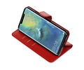 BAOHU Zakelijke Book Case Telefoonhoesje Geschikt voor de Huawei Mate 20 Pro - Portemonnee Hoesje - Pasjeshouder Wallet Case - Rood