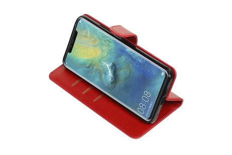 BAOHU Zakelijke Book Case Telefoonhoesje Geschikt voor de Huawei Mate 20 Pro - Portemonnee Hoesje - Pasjeshouder Wallet Case - Rood