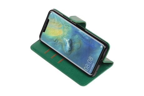 BAOHU Zakelijke Book Case Telefoonhoesje Geschikt voor de Huawei Mate 20 Pro - Portemonnee Hoesje - Pasjeshouder Wallet Case - Groen