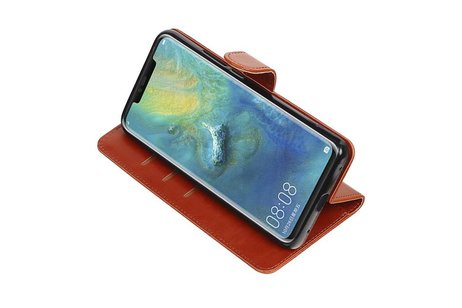 BAOHU Zakelijke Book Case Telefoonhoesje Geschikt voor de Huawei Mate 20 Pro - Portemonnee Hoesje - Pasjeshouder Wallet Case - Bruin