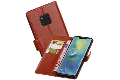 BAOHU Zakelijke Book Case Telefoonhoesje Geschikt voor de Huawei Mate 20 Pro - Portemonnee Hoesje - Pasjeshouder Wallet Case - Bruin